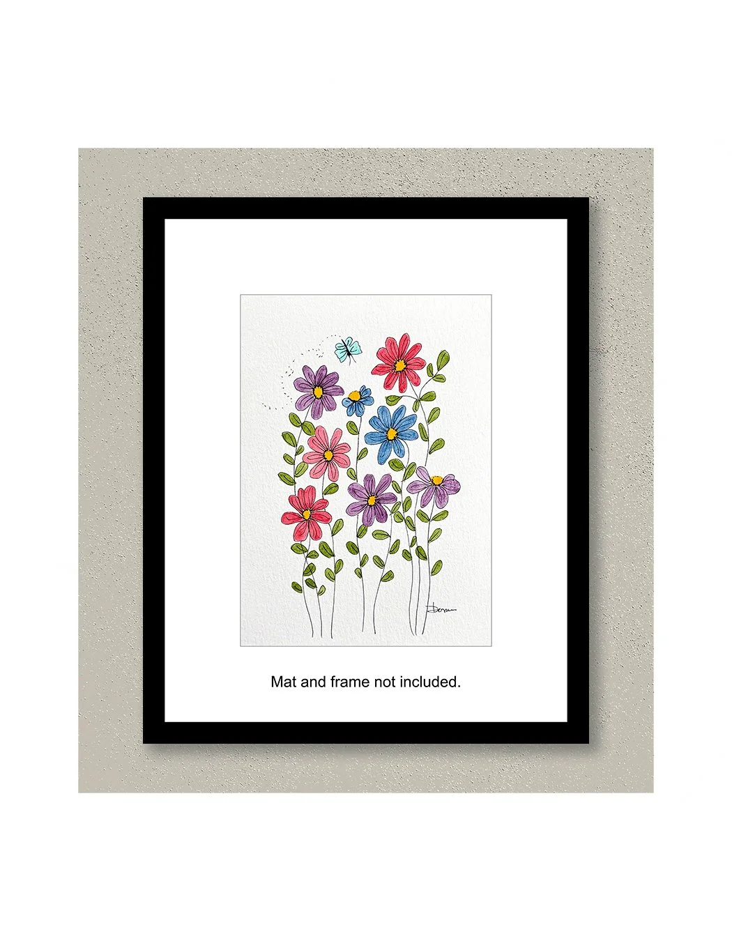 Marissa Whimsical Watercolor Floral Painting Framed