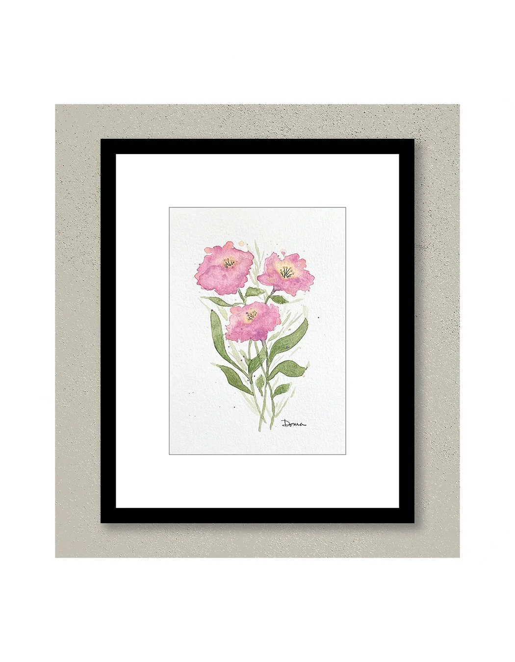 Plum Beautiful Loose Floral Watercolor Painting with Frame