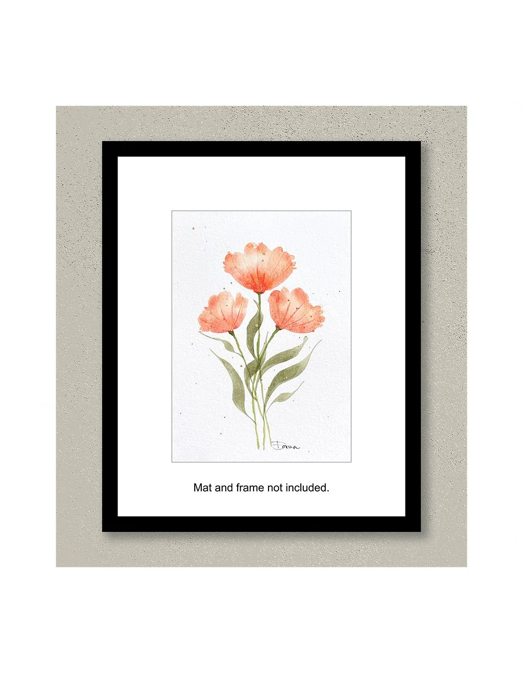 Sienna Watercolor Painting of Orange Flowers Framed