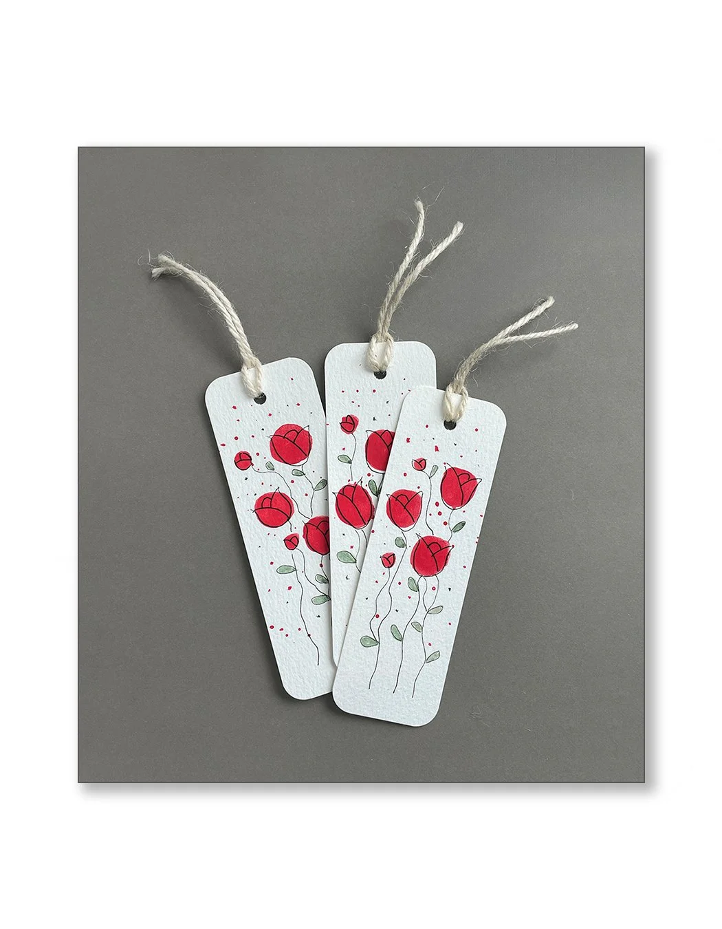 Red Tulip Watercolor Bookmark Set