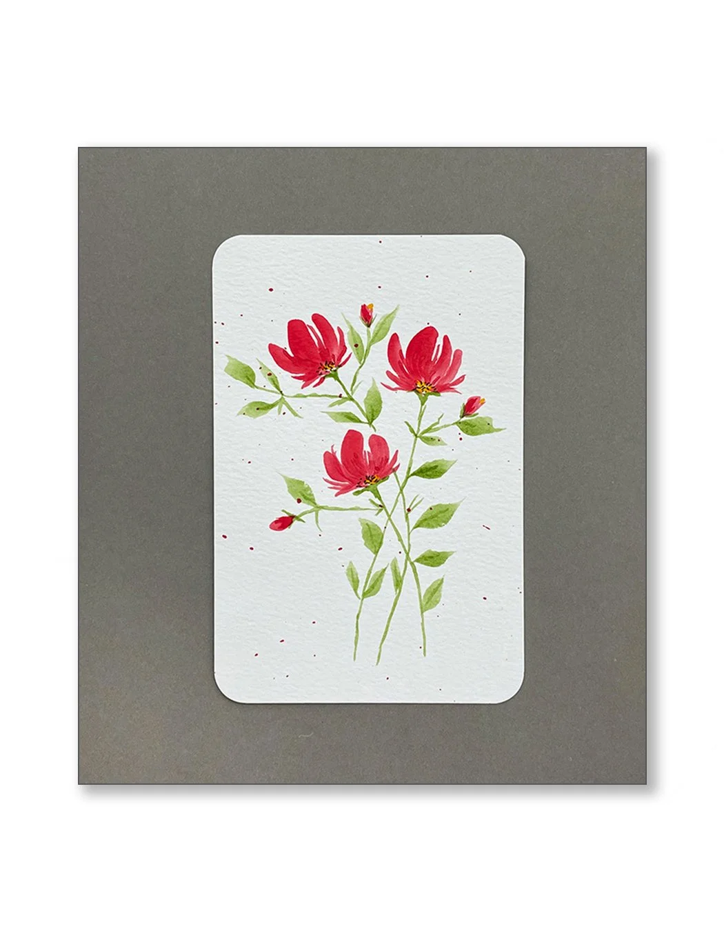 Red Floral Notecards