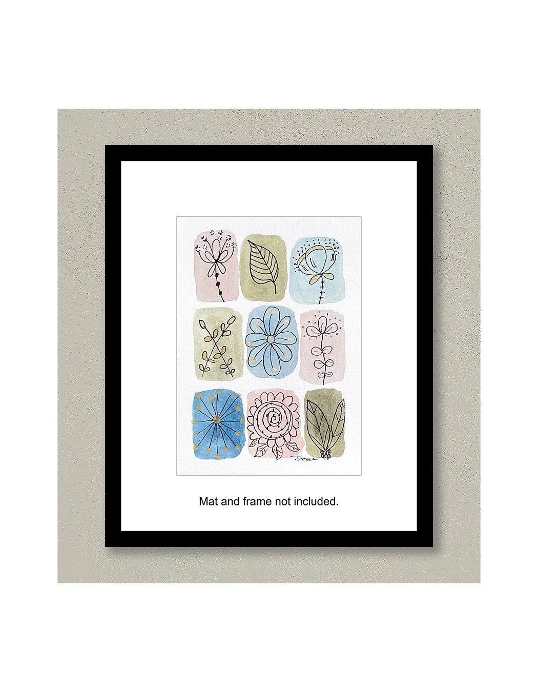 Serene  Whimsical Watercolor Painting Framed