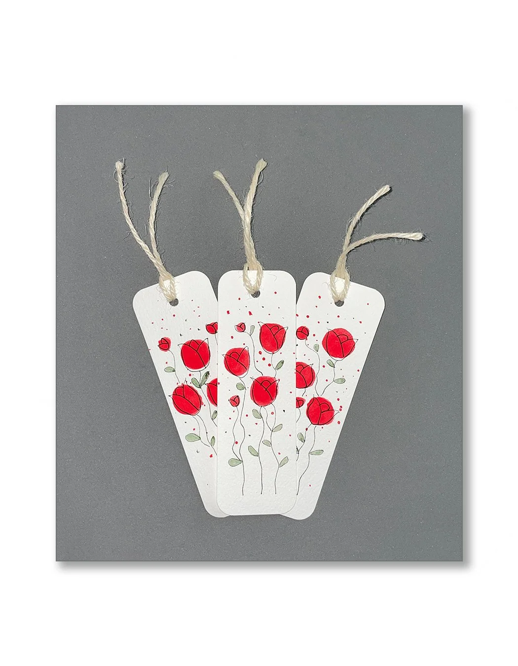 Red Tulip Watercolor Bookmark Set