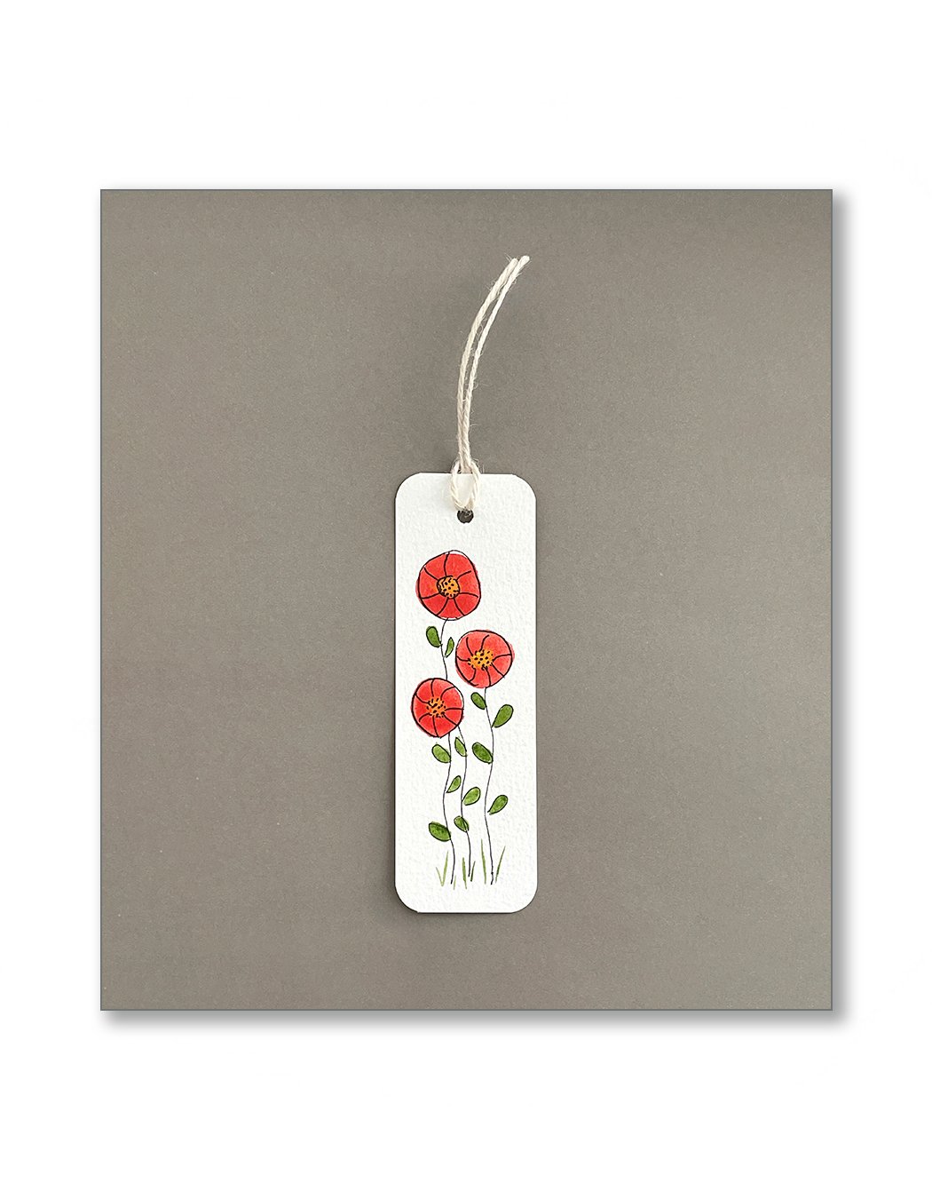 Red Button Flower Bookmarks
