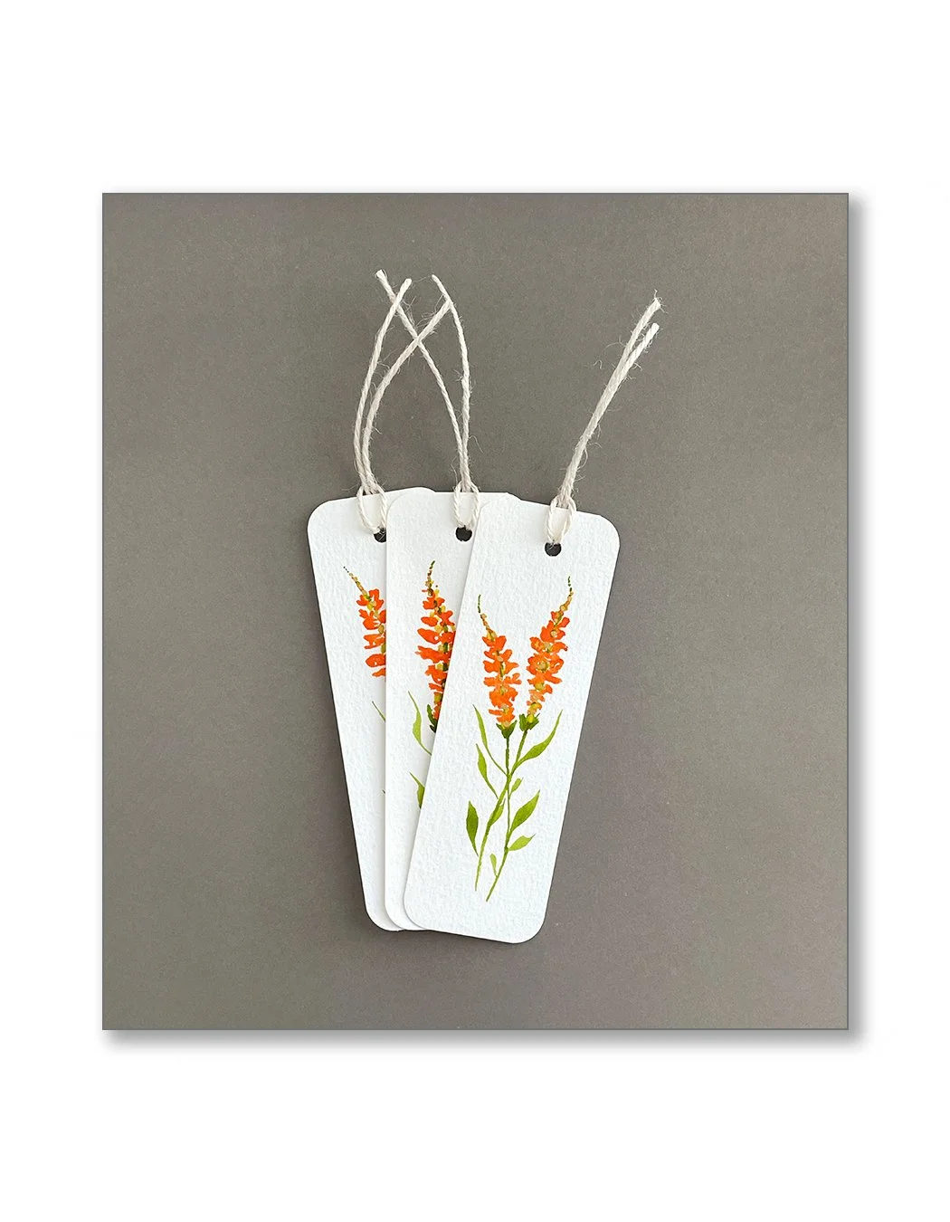 Orange Snapdragon Watercolor Bookmark Set