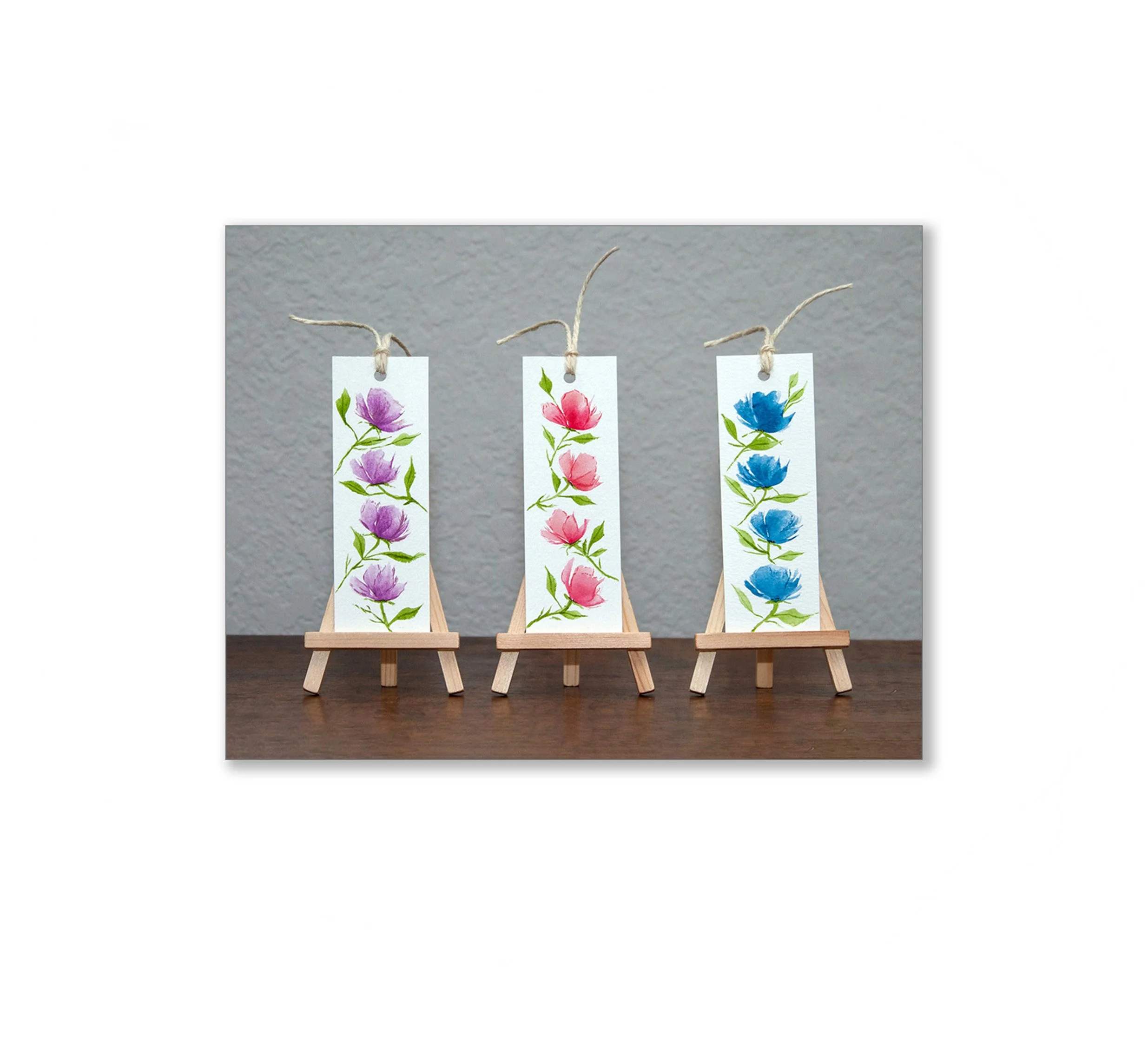 Multi Color Floral Watercolor Bookmarks