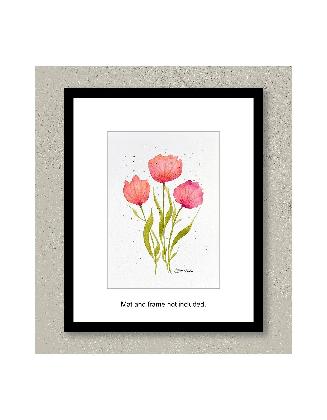 Claudette Pink Floral Watercolor Painting Framed