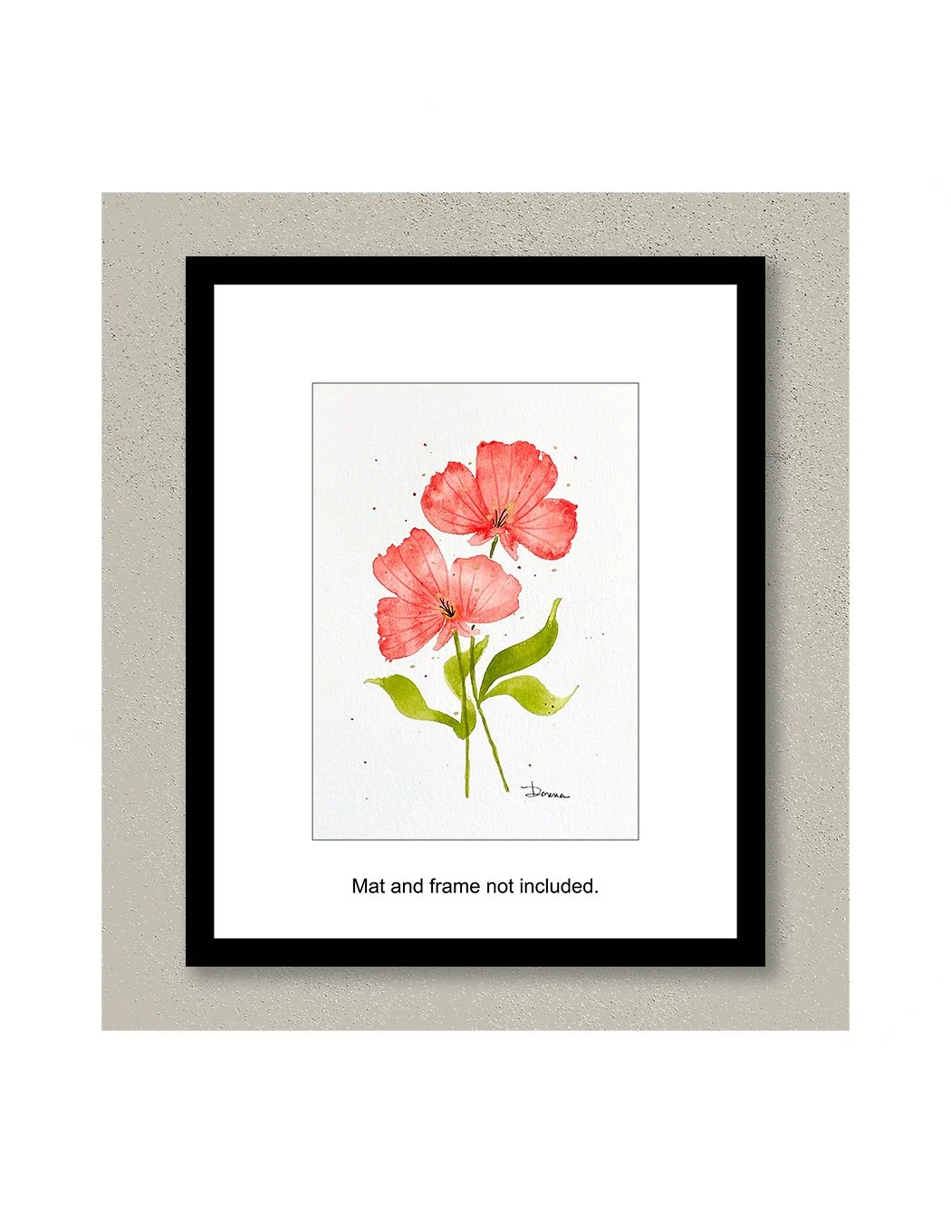 Fandango Red Orange Floral Watercolor Painting Framed