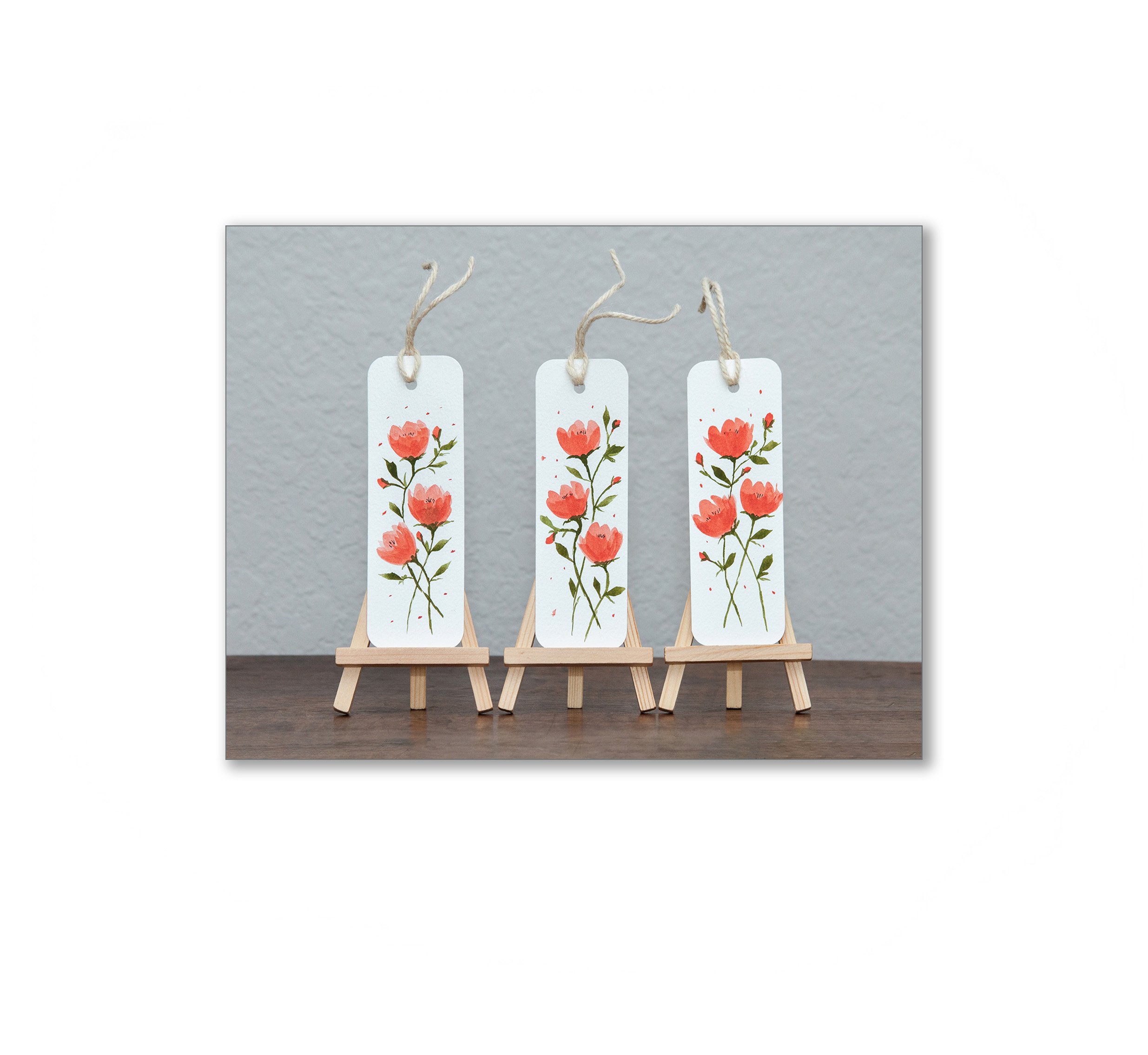 Pink Floral Watercolor Bookmarks