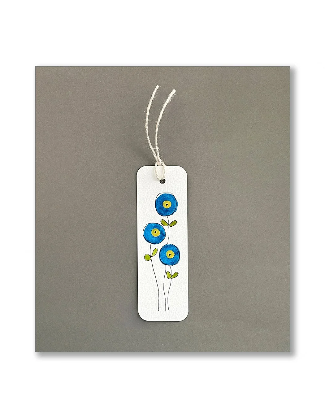 Blue Button Flower Watercolor Bookmarks