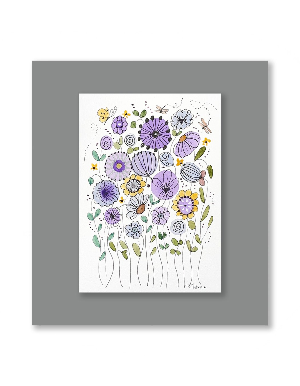 Berry Happy Whimsical Watercolor Flowers