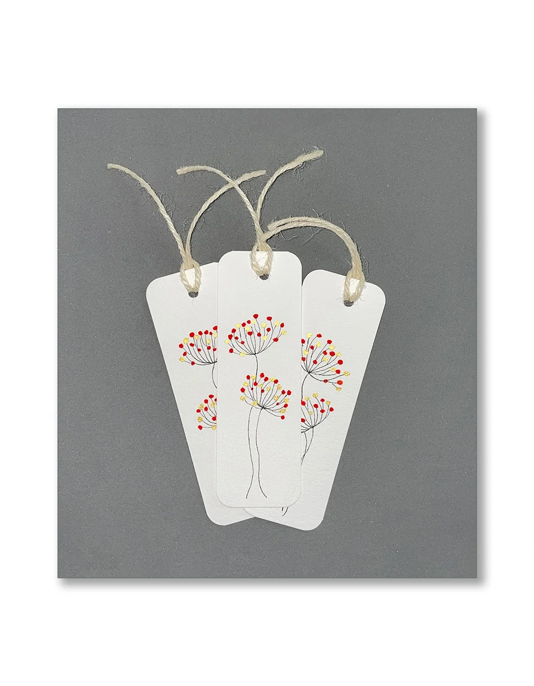 Red Dandelion Watercolor Bookmark Set