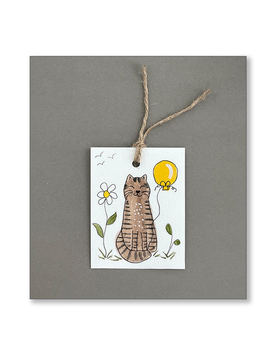 Whimsical Brown Tabby and Balloon Gift Tags