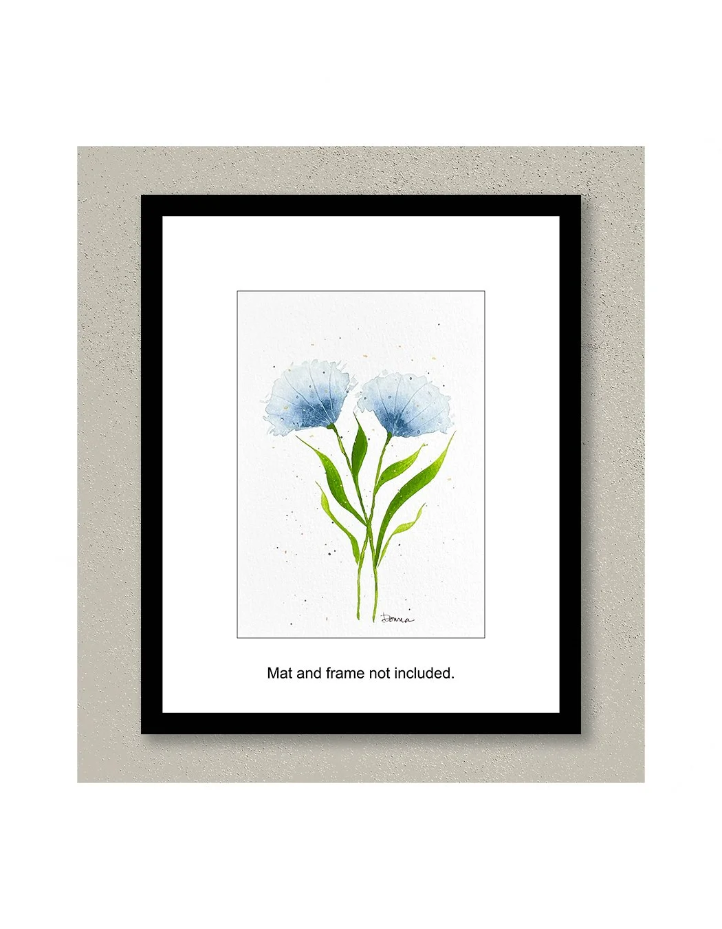 Livia Blue Floral Loose Watercolor Painting with Frame