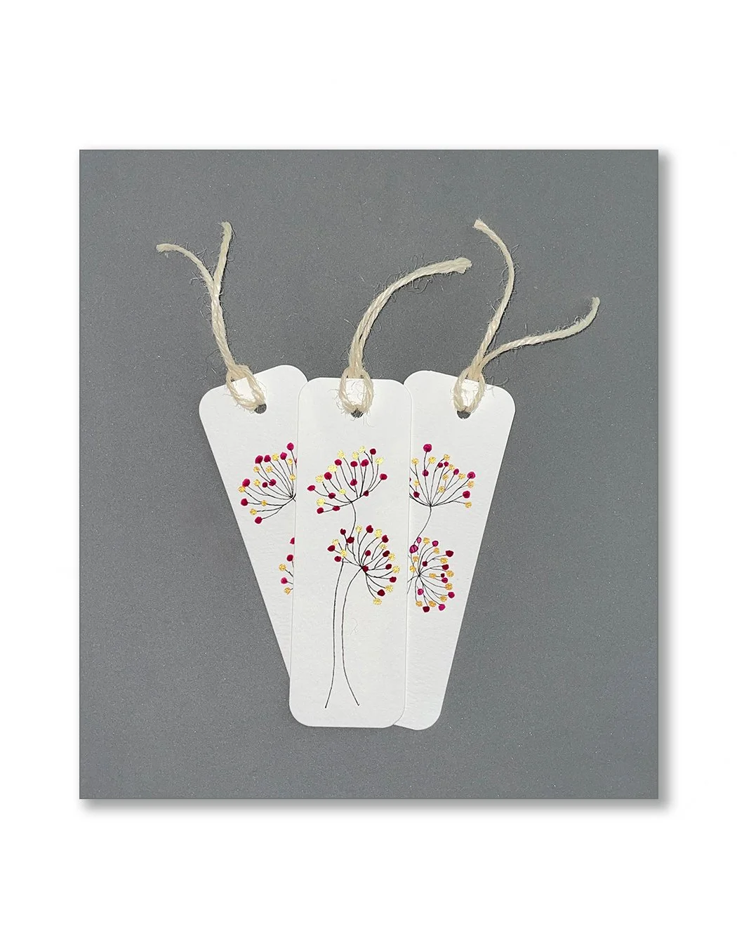 Garnet Dandelion Watercolor Bookmark Set