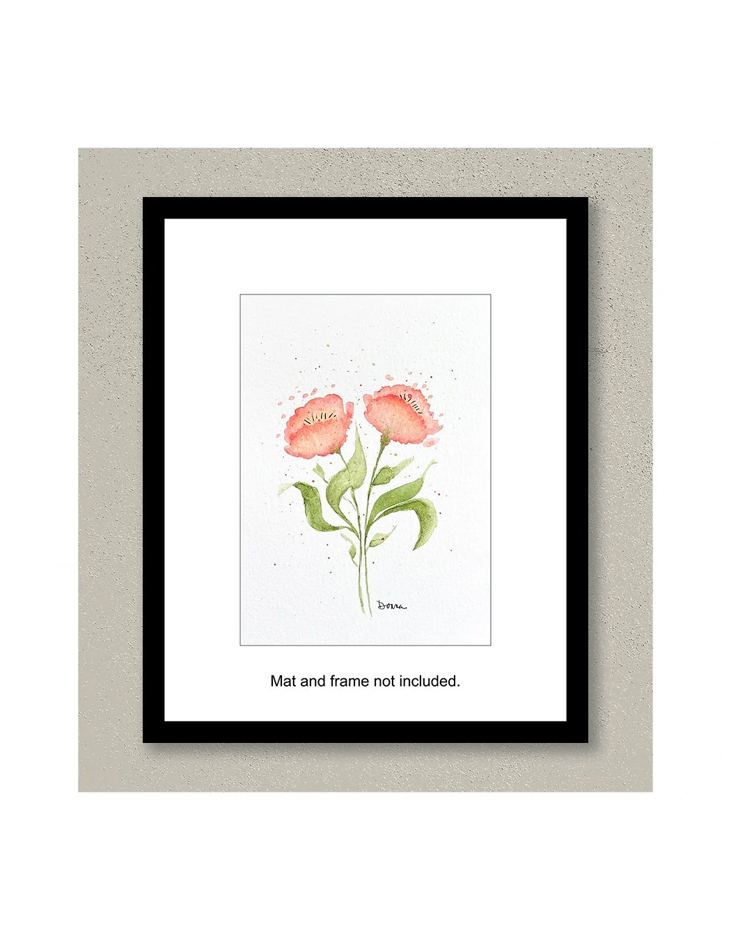 Sunset Glow Watercolor Artwork of Orange Flowers Framed