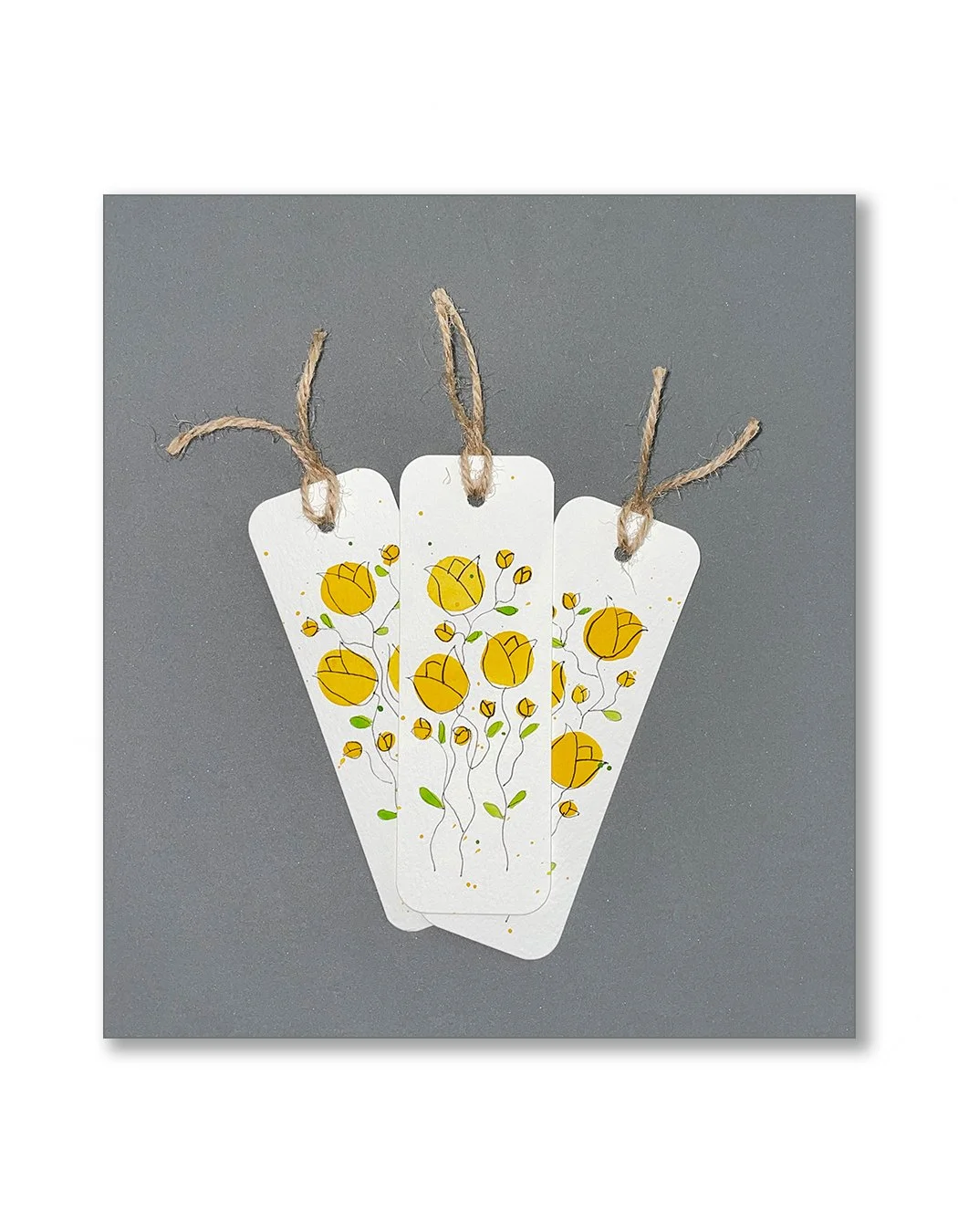 Yellow Tulip Watercolor Bookmark Set