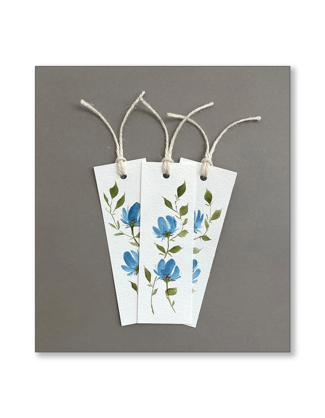 Blue Floral Watercolor Bookmark Set