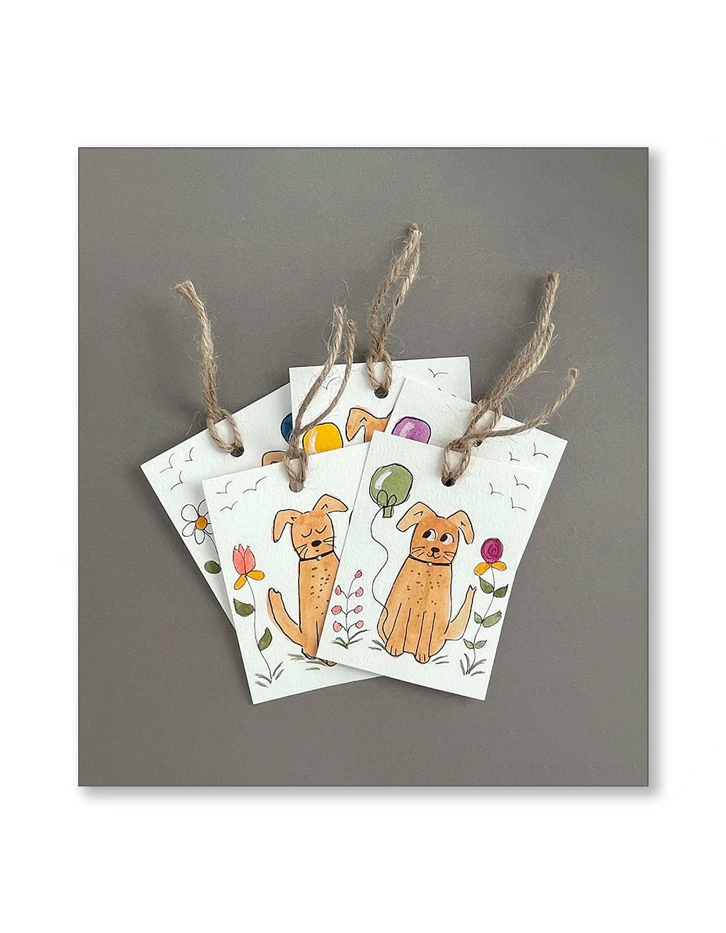 Lab and Balloon Watercolor Gift Tag Set