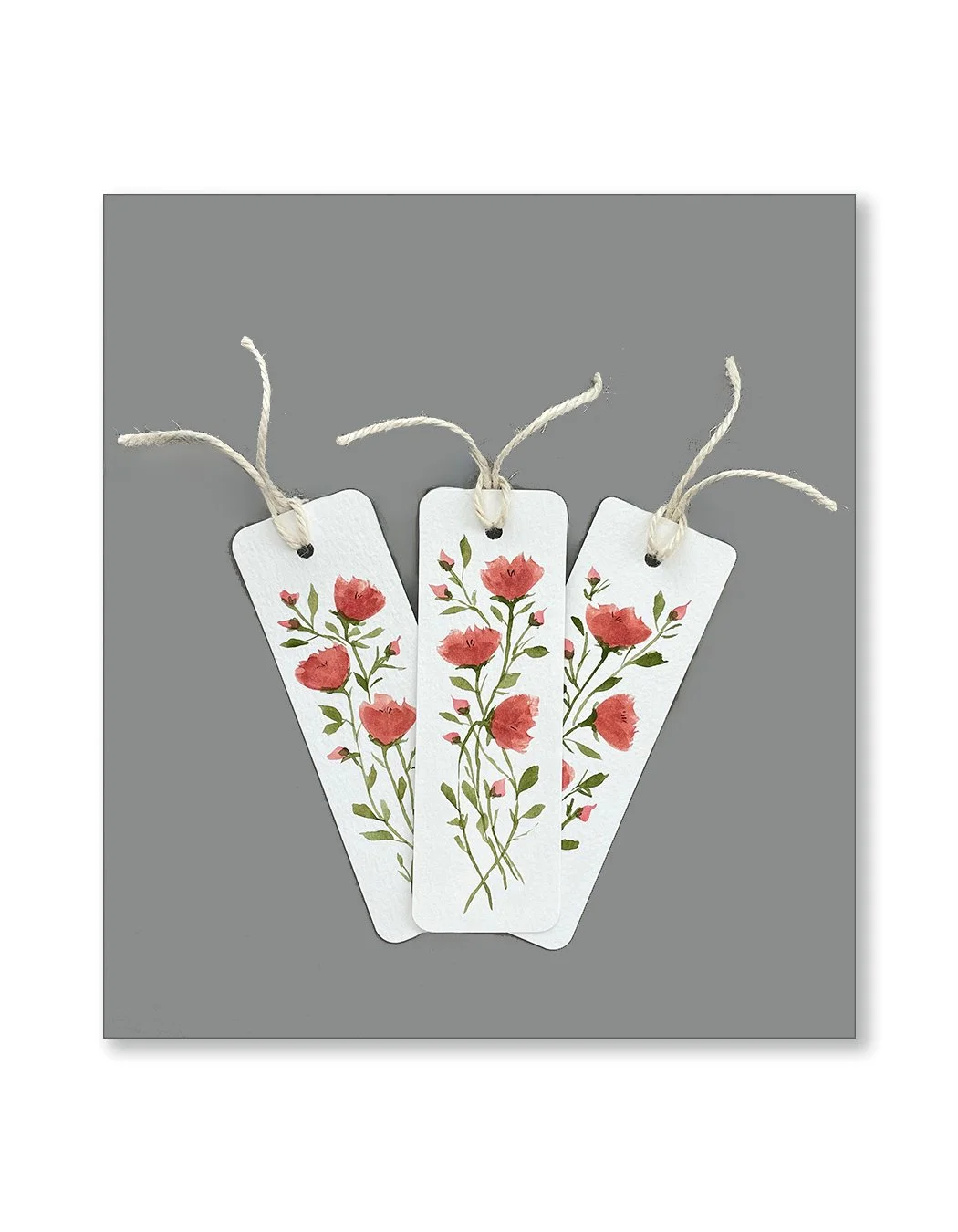 Pink Floral Watercolor Bookmark Set