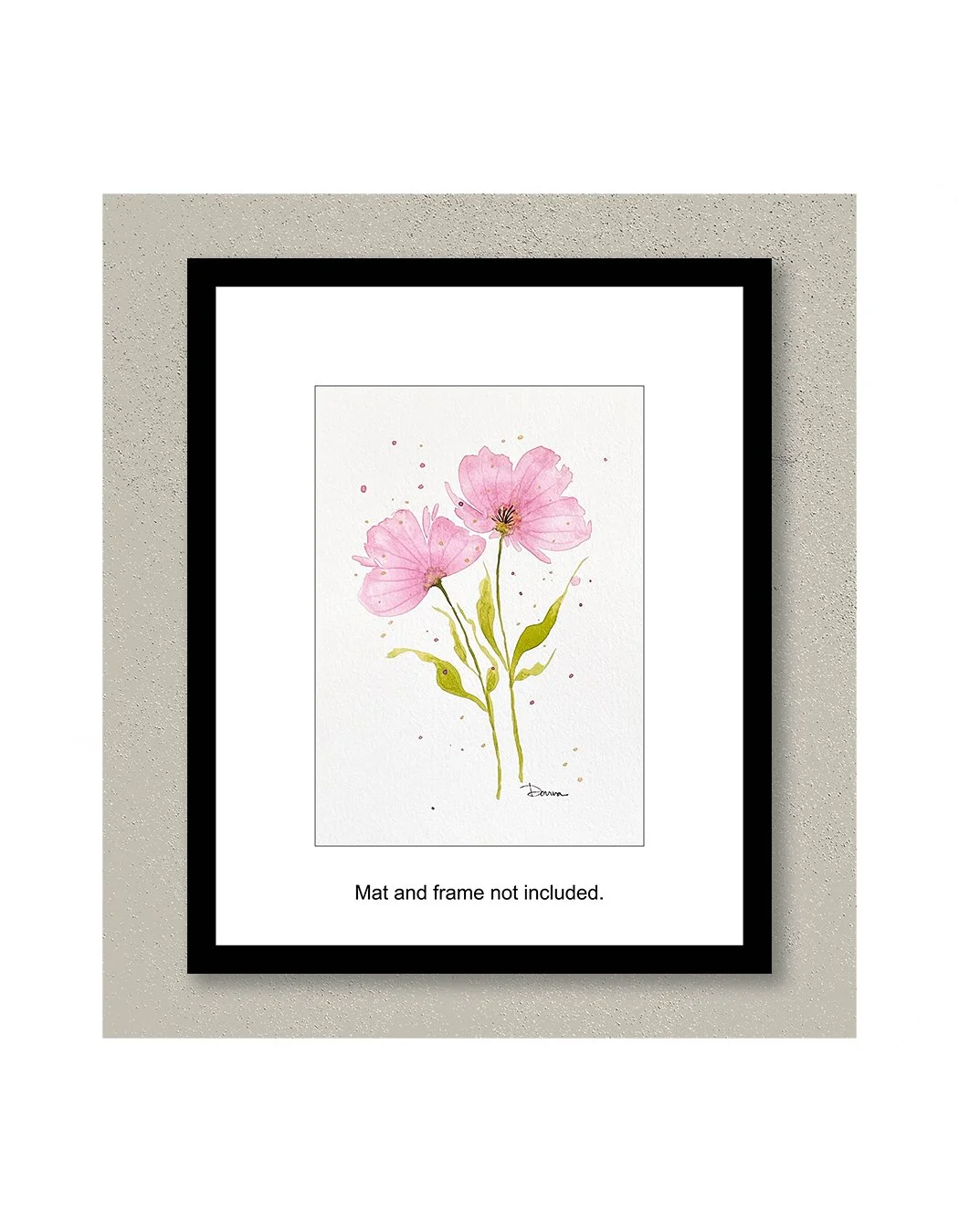 Cotton Candy Pink Floral Watercolor Painting with Frame