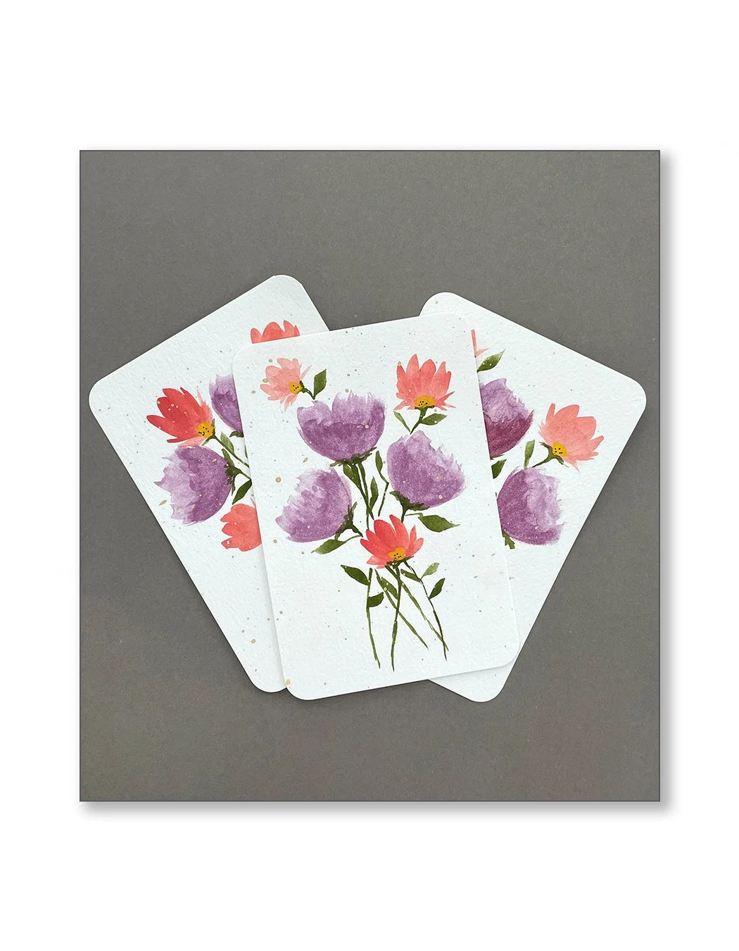 Purple Floral Watercolor Notecard Set