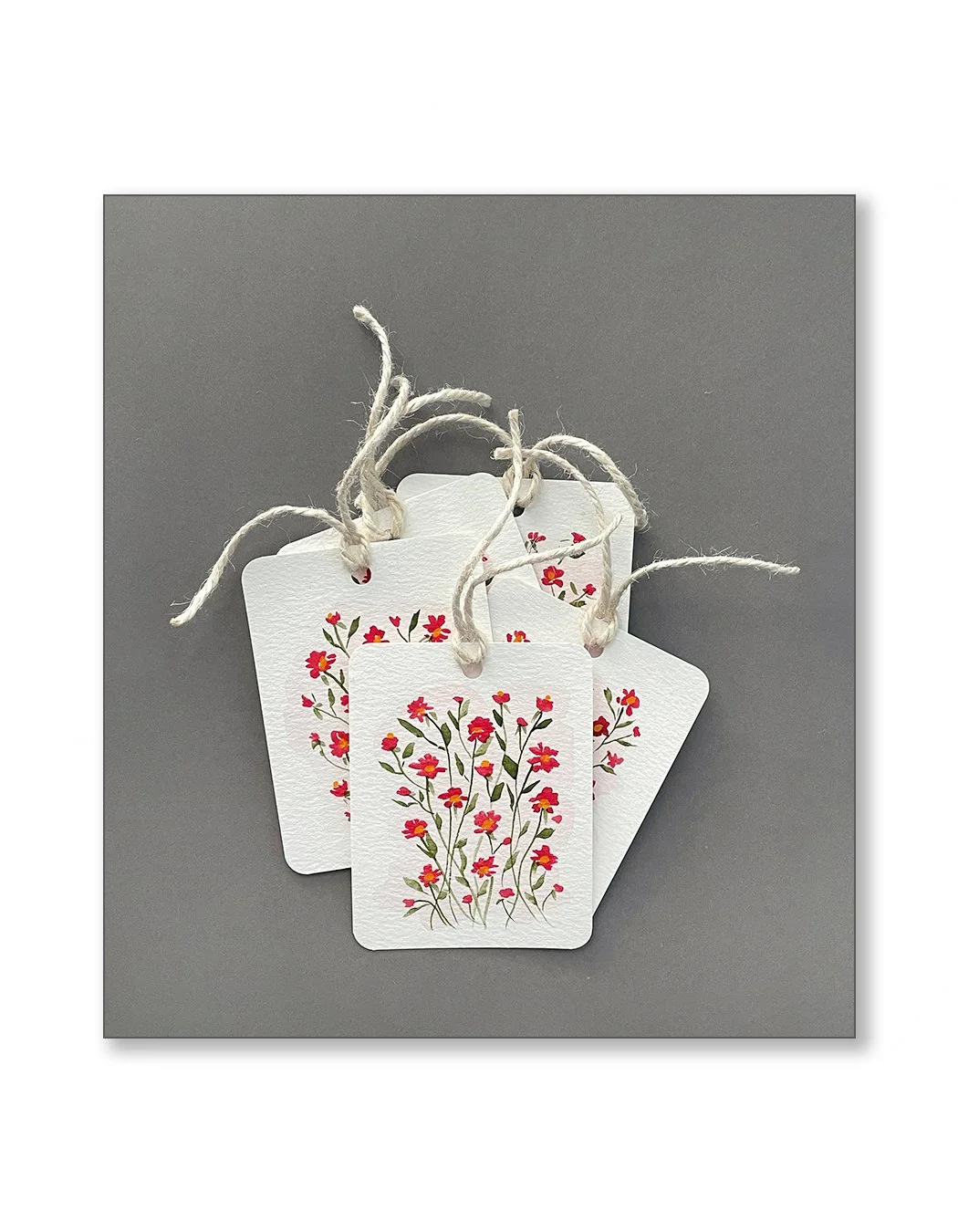 Red Floral Watercolor Gift Tags