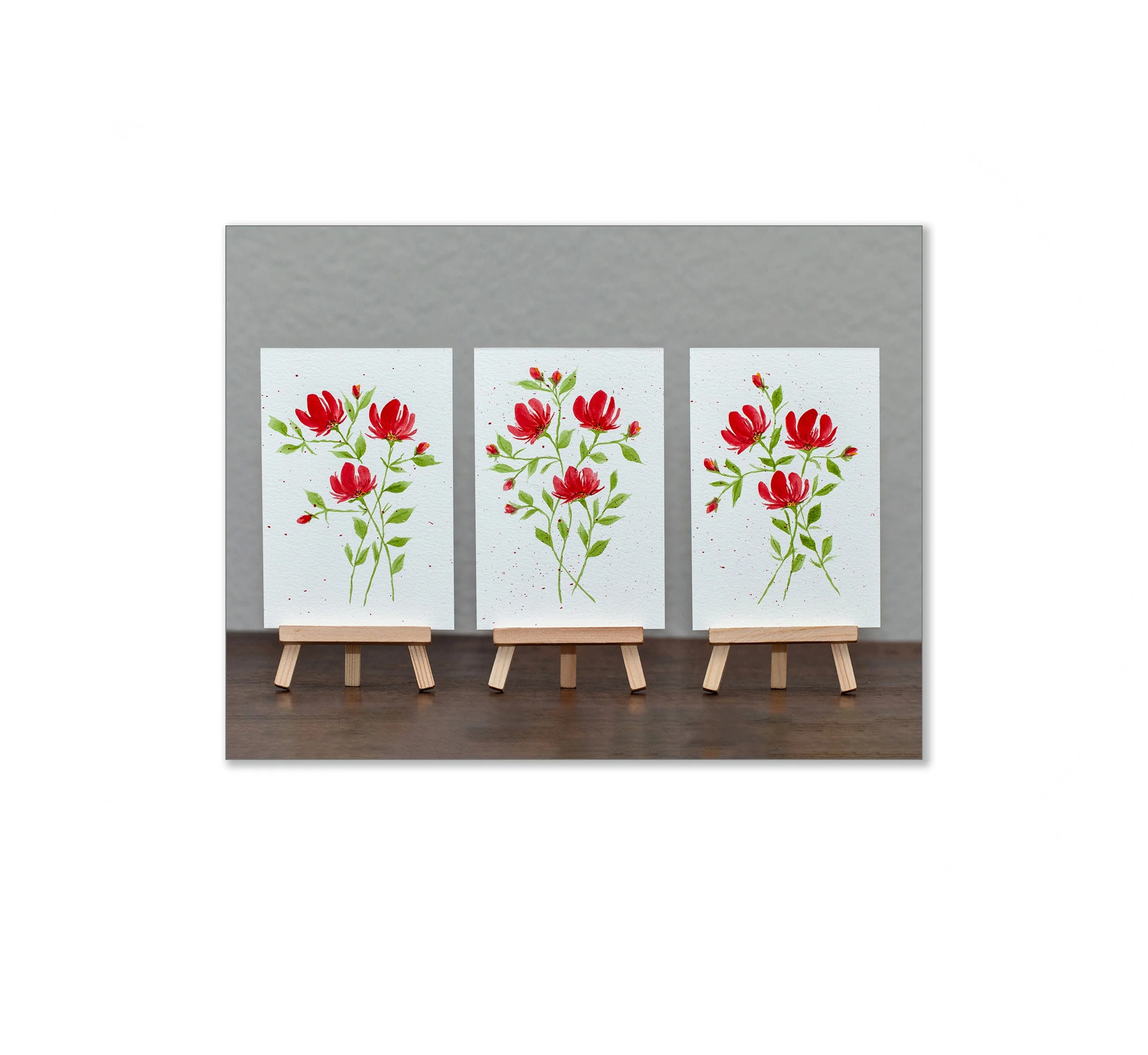 Dark Pink Floral Watercolor Notecards