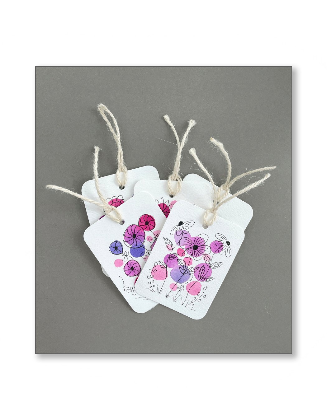 Whimsical Floral Watercolor Gift Tag Set