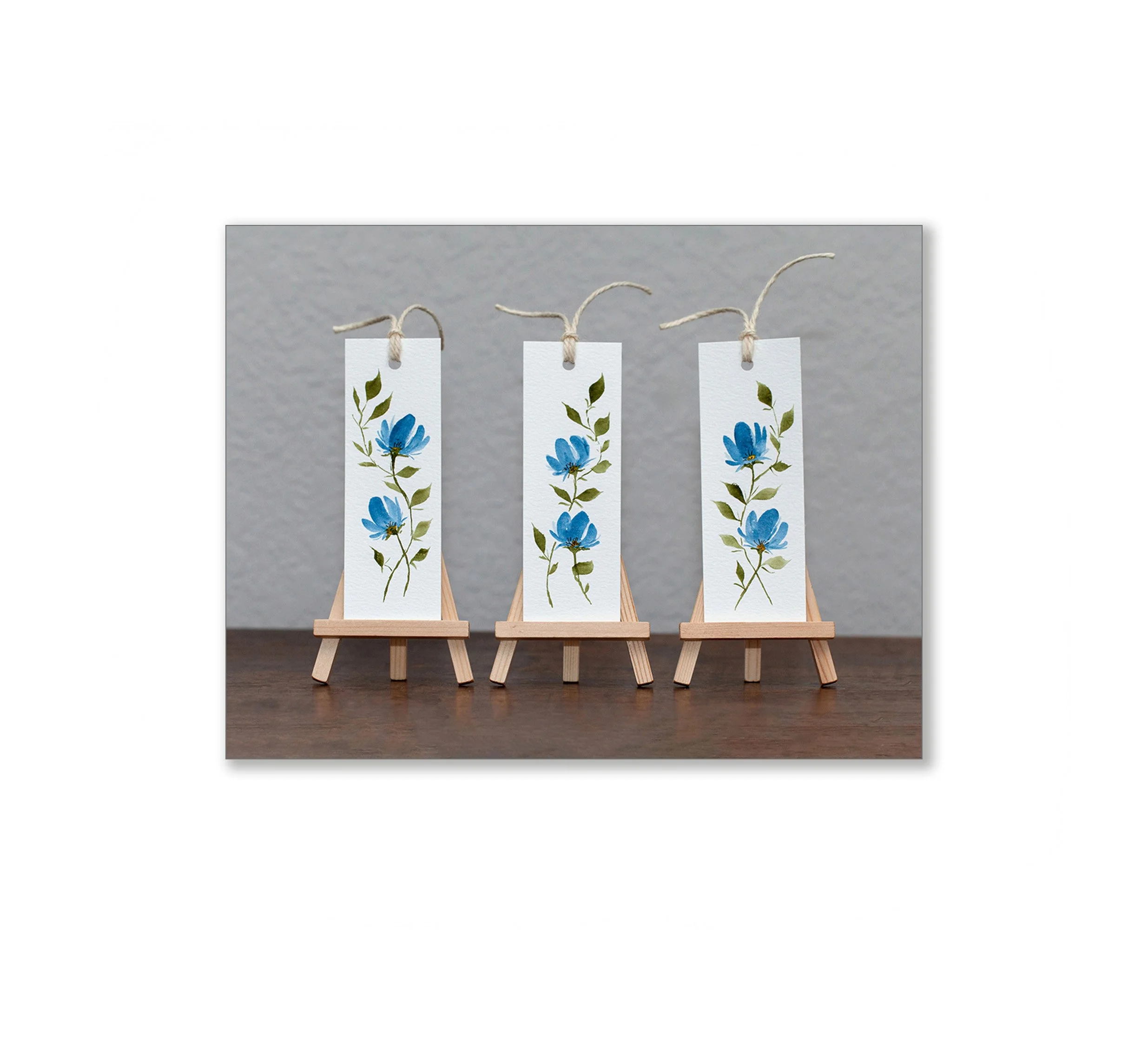 Blue Floral Watercolor Bookmarks