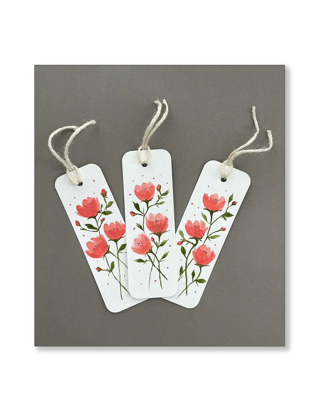 Pink Floral Watercolor Bookmark Set