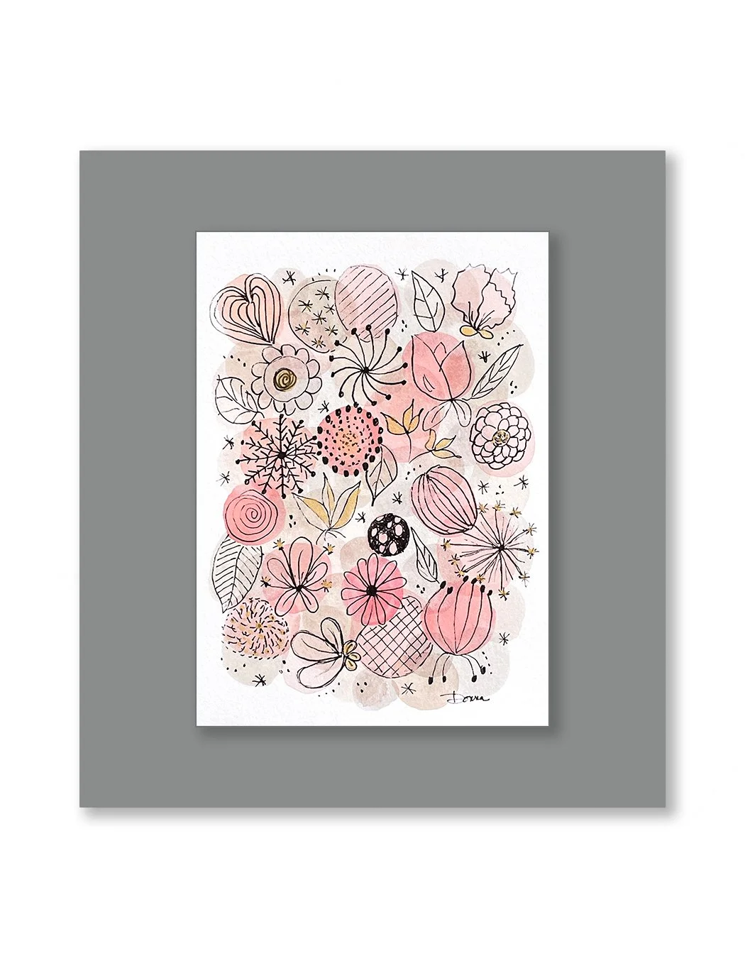 Pink on Pink Whimsical Watercolor Painting