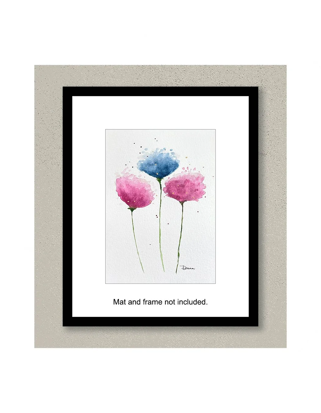 Mardi Gras Watercolor Floral Painting with Frame