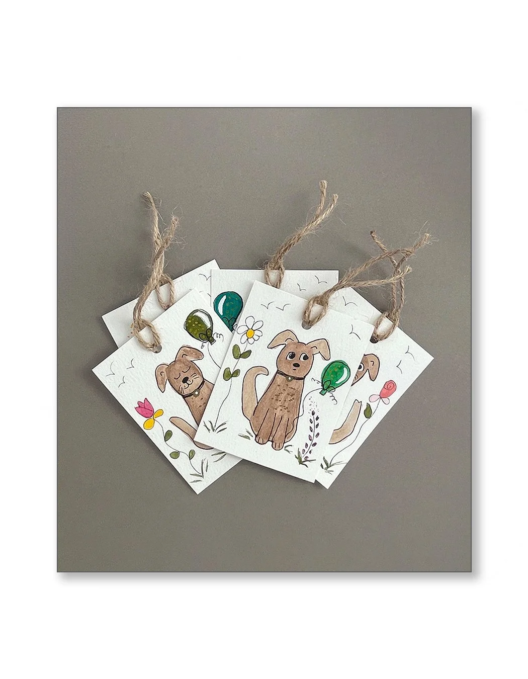 Lab and Balloon Watercolor Gift Tag Set