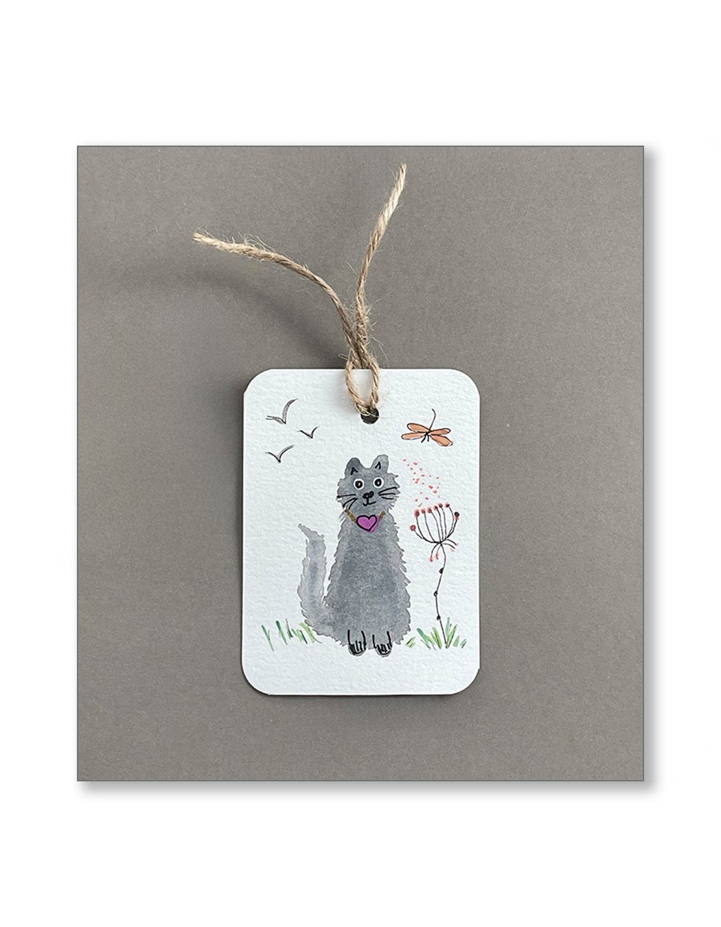 Fluffy Cat Watercolor Gift Tags