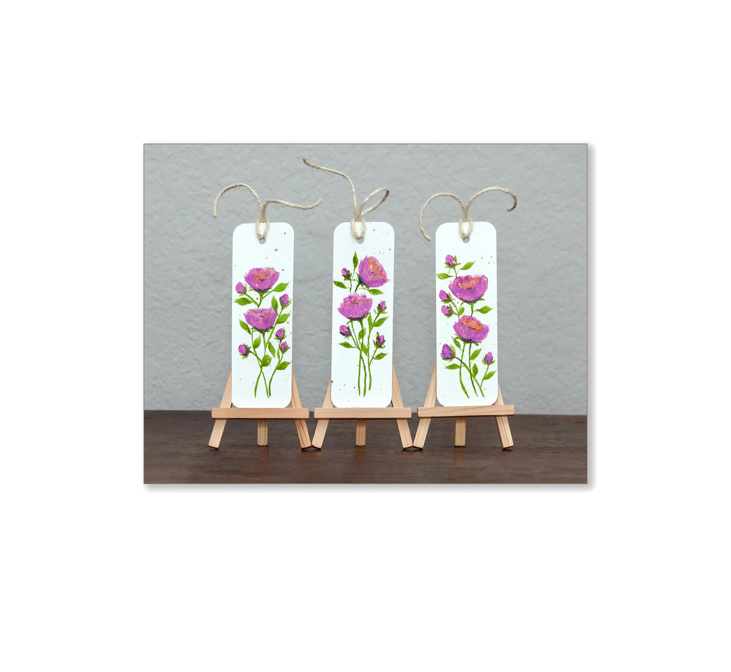 Magenta Floral Watercolor Bookmarks