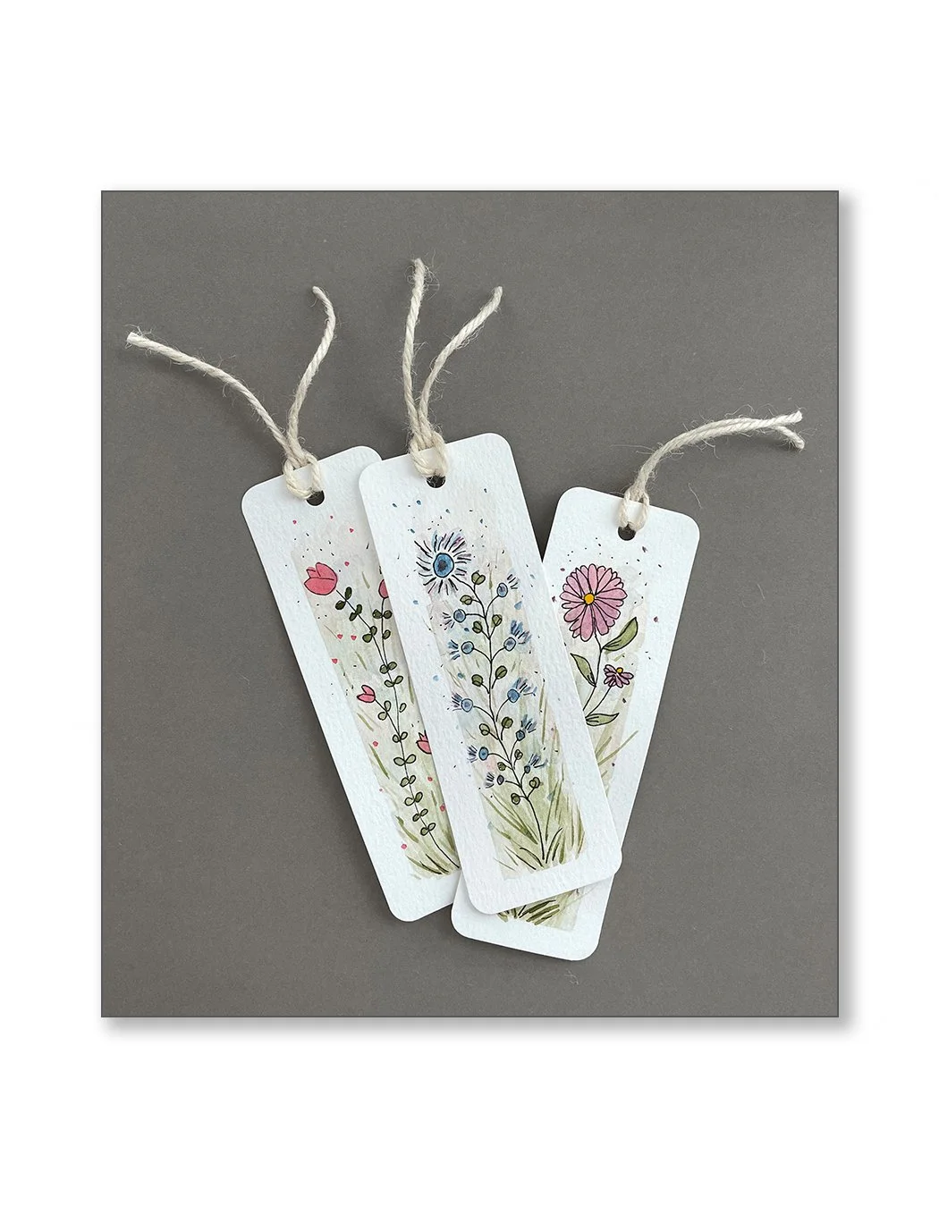Whimsical Floral Watercolor Bookmark Set