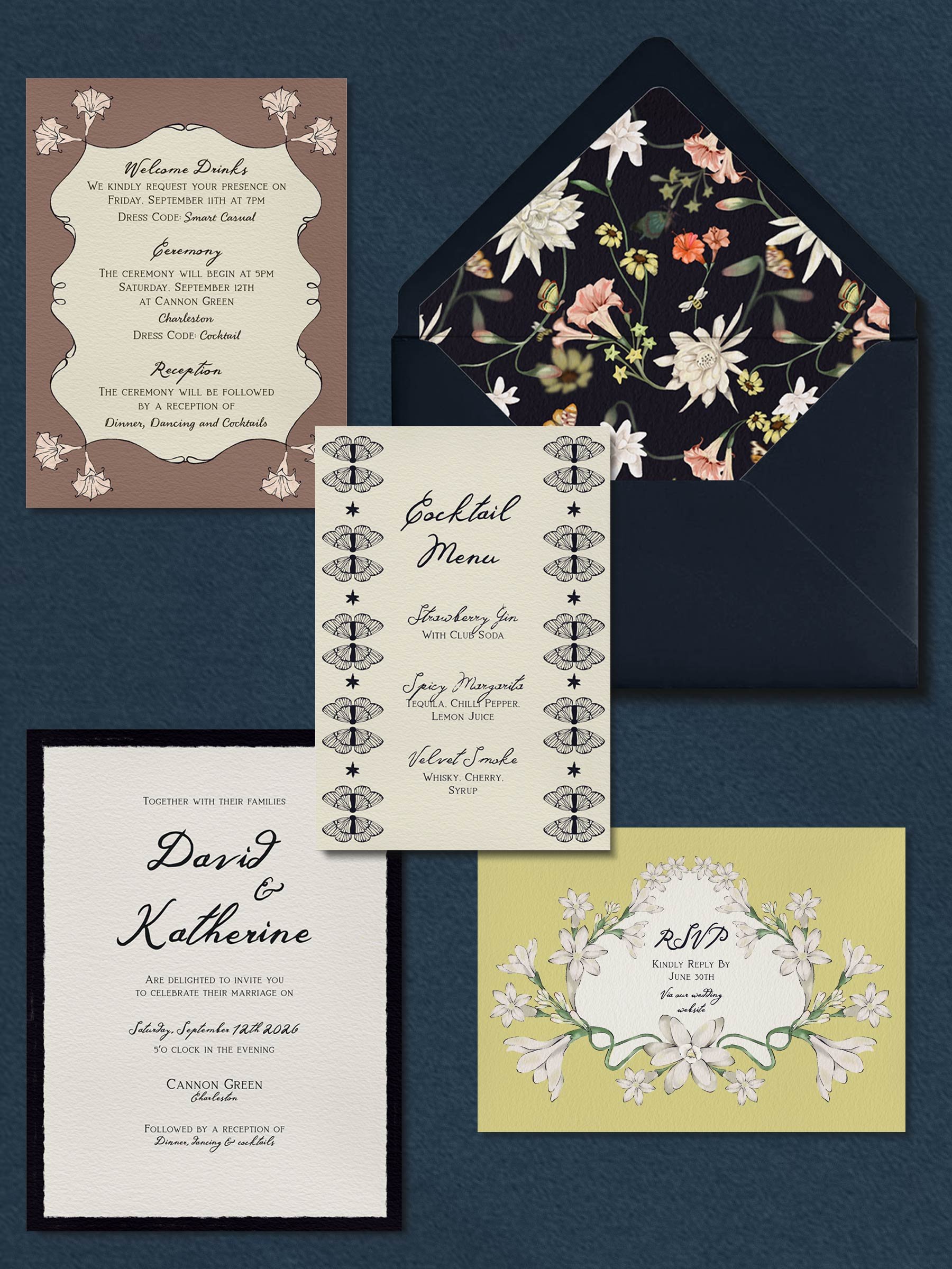 Midnight Flower Signature Invitation Suite