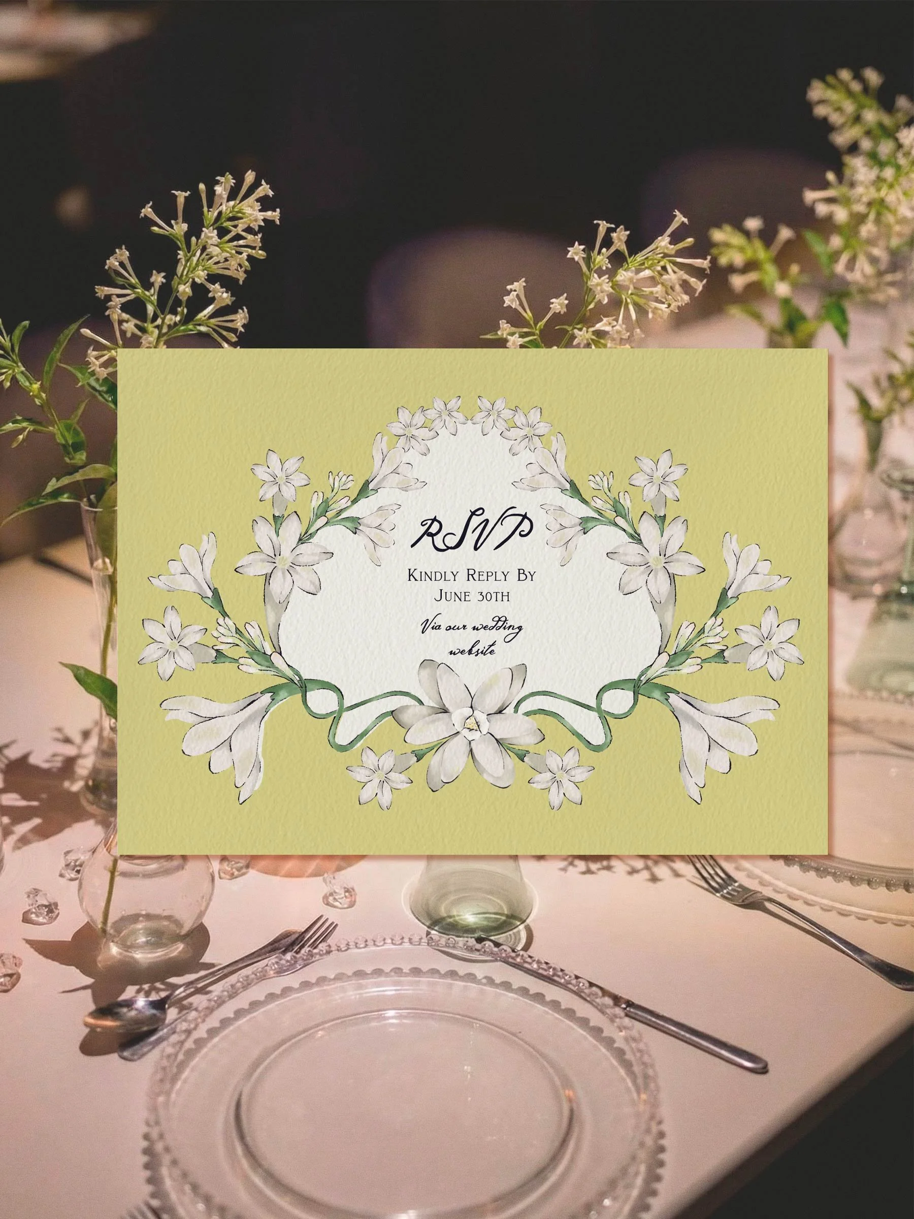 Midnight Flower RSVP Card