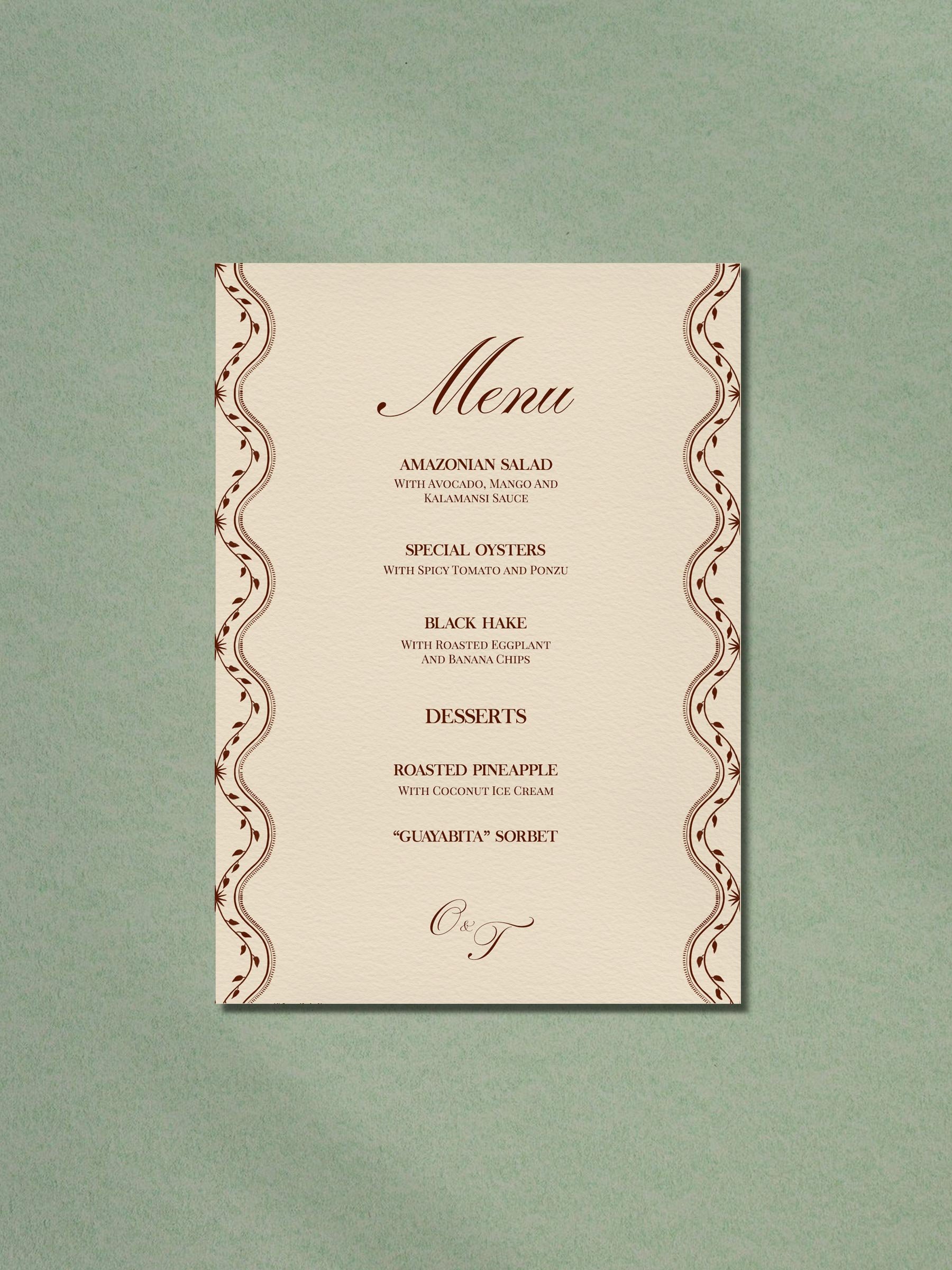 Rainforest Menu