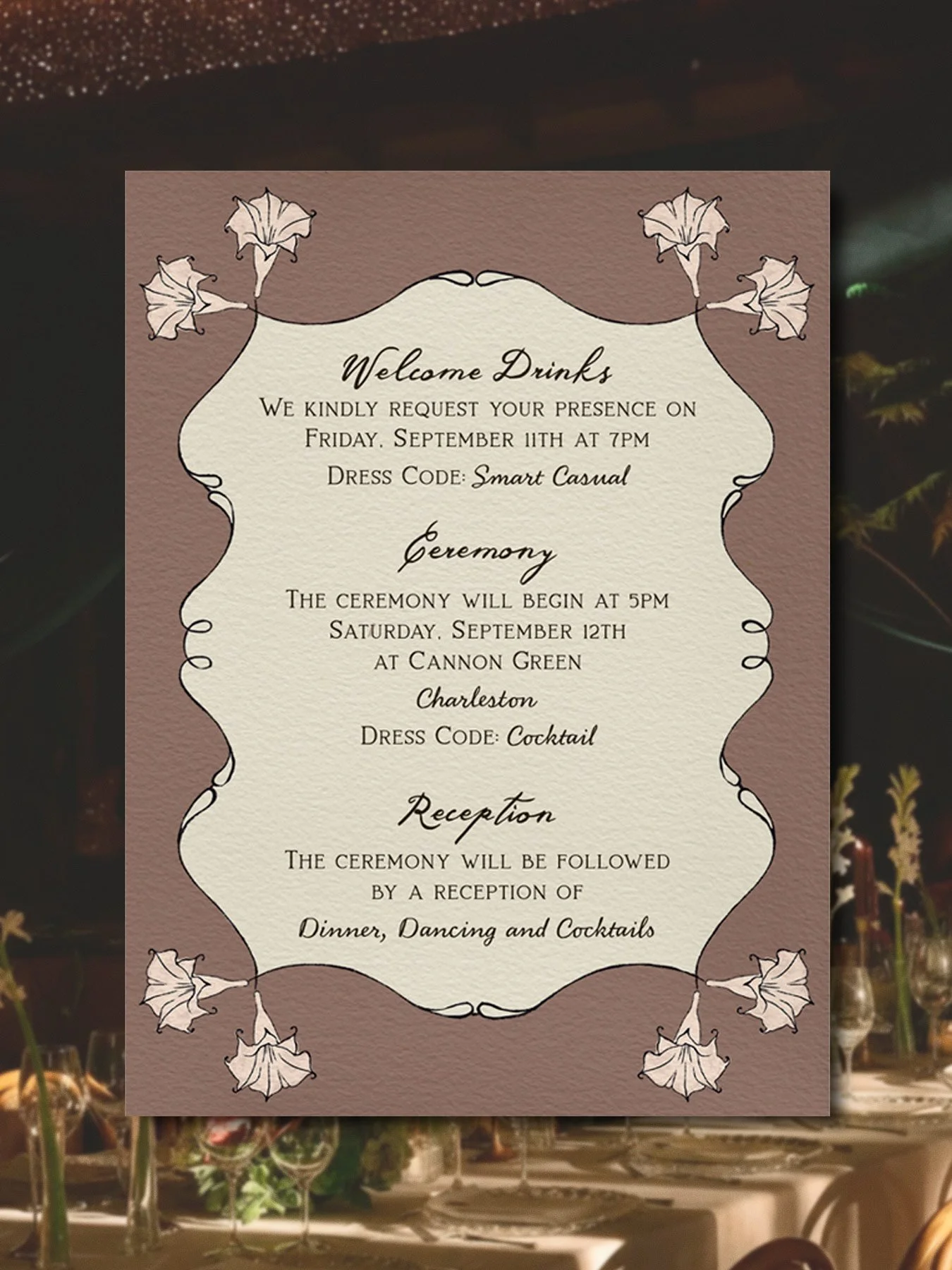 Midnight Flower Details Card