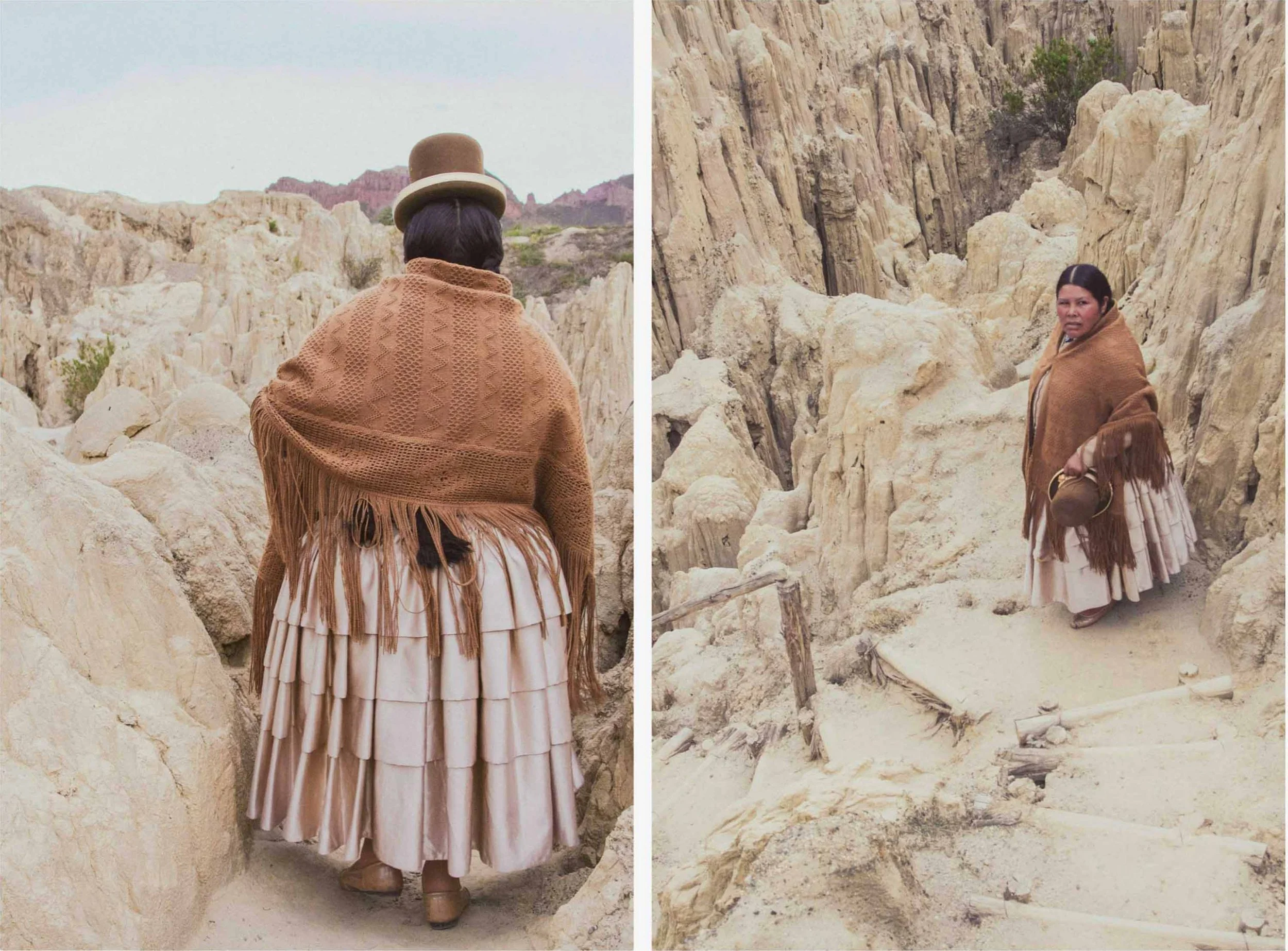 Bolivian Woman Walking Through the Valley of the Moon, Bolivia