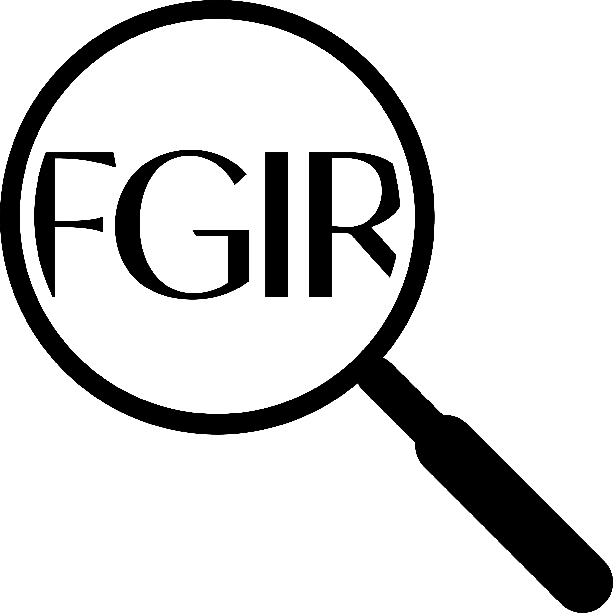 Logo with the word 'FGIR' and a magnifying glass.