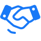 An icon of two hands shaking, symbolizing agreement or partnership.