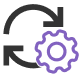 Icon of a gear with a circular arrow surrounding it, symbolizing settings or refresh.
