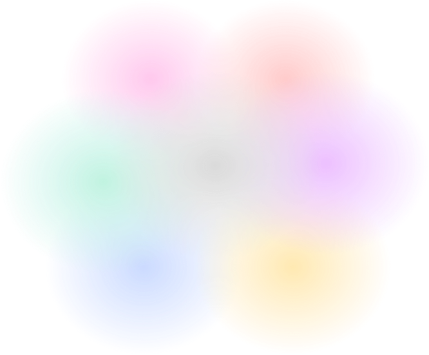 Abstract colorful gradient overlapping circles forming a flower-like shape.