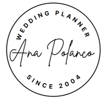 Logo for Wedding Planner Ana Polanco, established 2004.