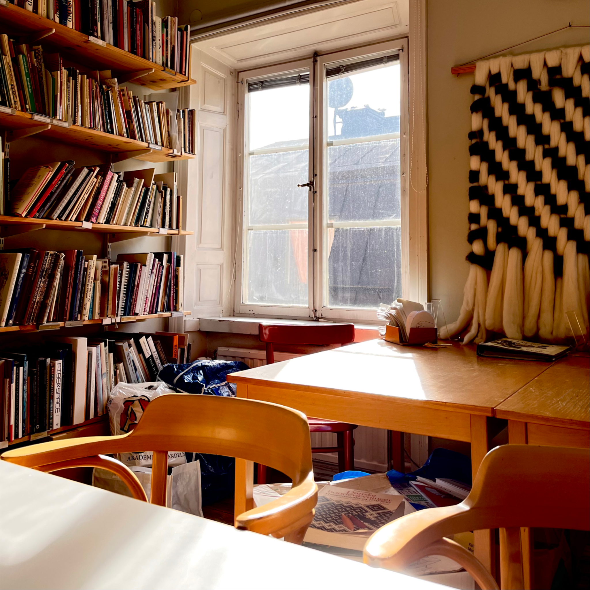 Mornings in the textile school library in Sweden
