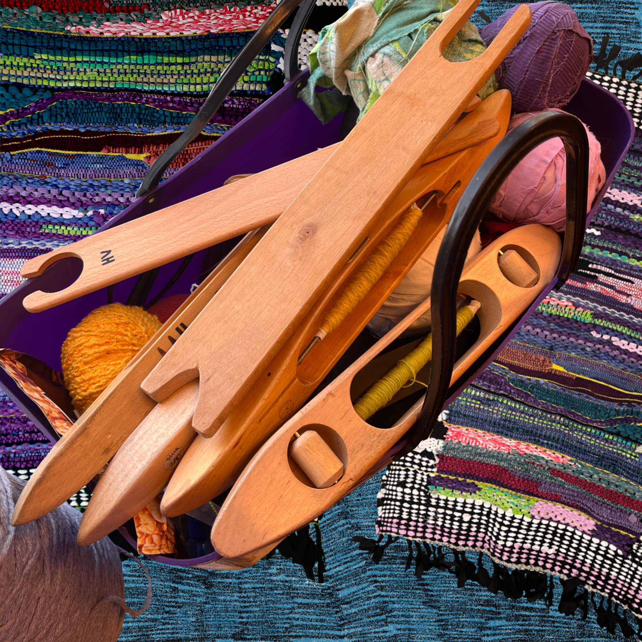 Weaving tools in a basket