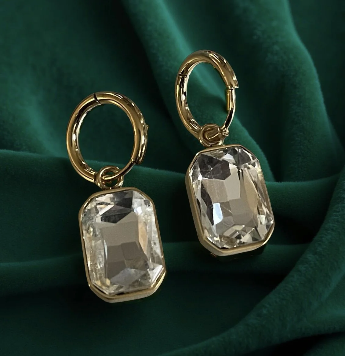 Crystal 14k Gold Overlay Stainless Steel